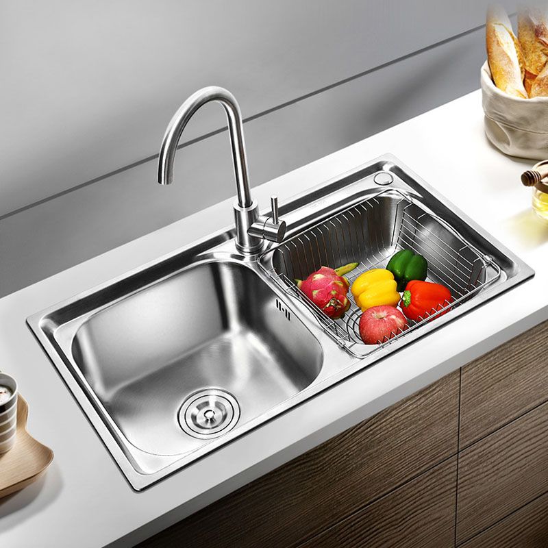 Modern Style Kitchen Sink Stainless Steel Kitchen Double Sink with Faucet Clearhalo 'Home Improvement' 'home_improvement' 'home_improvement_kitchen_sinks' 'Kitchen Remodel & Kitchen Fixtures' 'Kitchen Sinks & Faucet Components' 'Kitchen Sinks' 'kitchen_sinks' 1200x1200_d2b0784f-42f5-485e-92ed-96d782defa5c