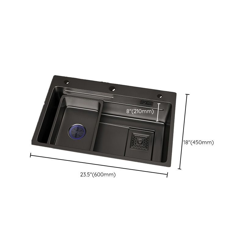 Single Bowl Kitchen Sink Black Stainless Steel Top Mount 3 Holes Sink with Strainer Clearhalo 'Home Improvement' 'home_improvement' 'home_improvement_kitchen_sinks' 'Kitchen Remodel & Kitchen Fixtures' 'Kitchen Sinks & Faucet Components' 'Kitchen Sinks' 'kitchen_sinks' 1200x1200_d2b24b4e-b5db-4ad2-9389-c32e74bea325