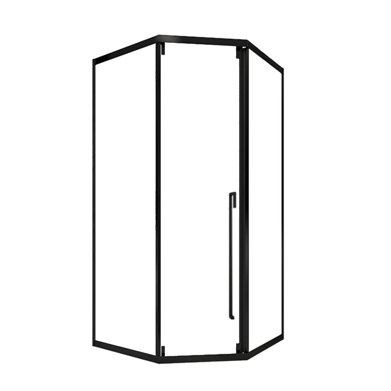 Satin Black Frame Shower Bath Door Transparent Tempered Shower Door Clearhalo 'Bathroom Remodel & Bathroom Fixtures' 'Home Improvement' 'home_improvement' 'home_improvement_shower_tub_doors' 'Shower and Tub Doors' 'shower_tub_doors' 'Showers & Bathtubs' 1200x1200_d2c08aa3-8265-4793-b471-695401e68012