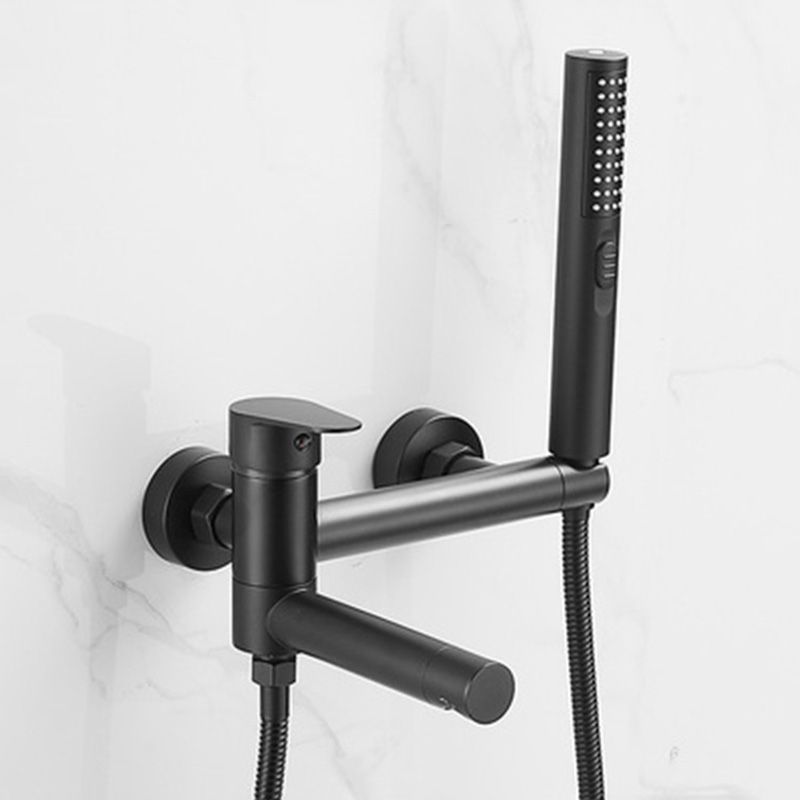 Modern Tub Spout Trim One Handle Wall Mount Tub Faucet with Handshower Clearhalo 'Bathroom Remodel & Bathroom Fixtures' 'Bathtub Faucets' 'bathtub_faucets' 'Home Improvement' 'home_improvement' 'home_improvement_bathtub_faucets' 1200x1200_d2d9f7f6-c934-4b09-8e03-a5c54360846a