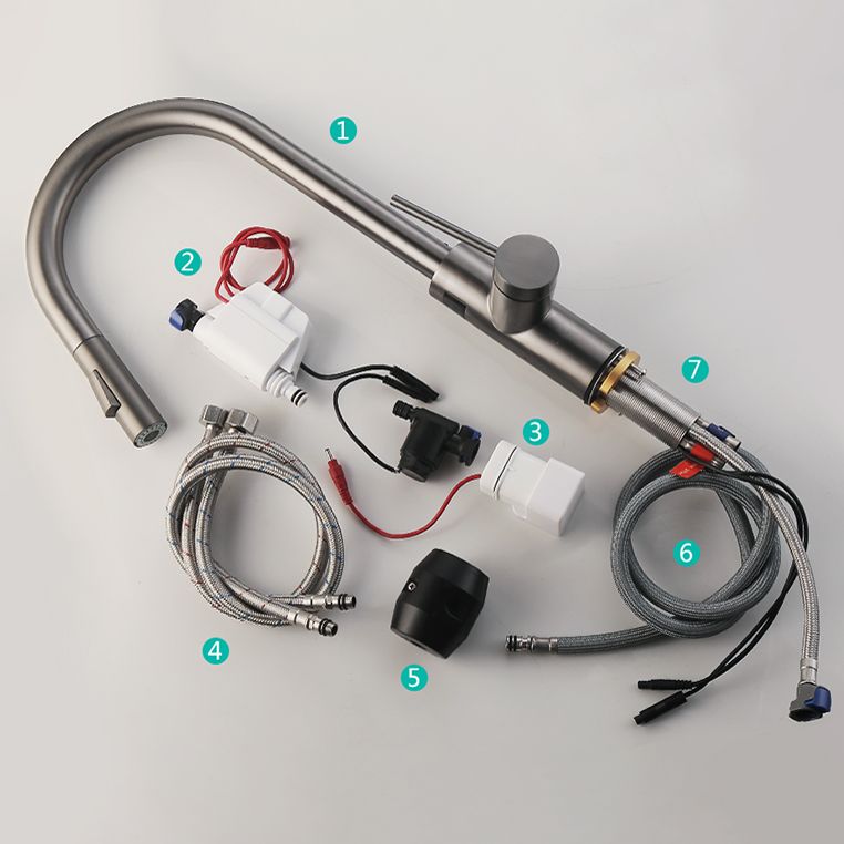 Swivel Spout Kitchen Bar Faucet Touch Sensor with Pull Out Sprayer Clearhalo 'Home Improvement' 'home_improvement' 'home_improvement_kitchen_faucets' 'Kitchen Faucets' 'Kitchen Remodel & Kitchen Fixtures' 'Kitchen Sinks & Faucet Components' 'kitchen_faucets' 1200x1200_d2e74d8e-8608-4a5e-82a7-522bc905d59e