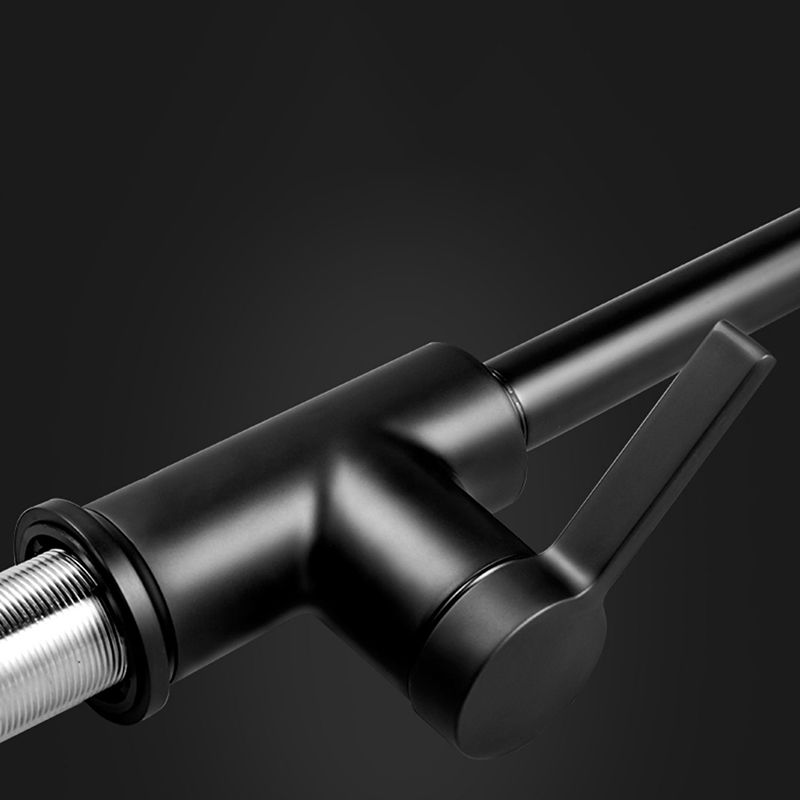 Modern Style Bar Faucet Copper Lever Handle Gooseneck Bar Faucet in Black Clearhalo 'Home Improvement' 'home_improvement' 'home_improvement_kitchen_faucets' 'Kitchen Faucets' 'Kitchen Remodel & Kitchen Fixtures' 'Kitchen Sinks & Faucet Components' 'kitchen_faucets' 1200x1200_d2ea7f08-0bc8-49e5-ad70-bac5d320699d