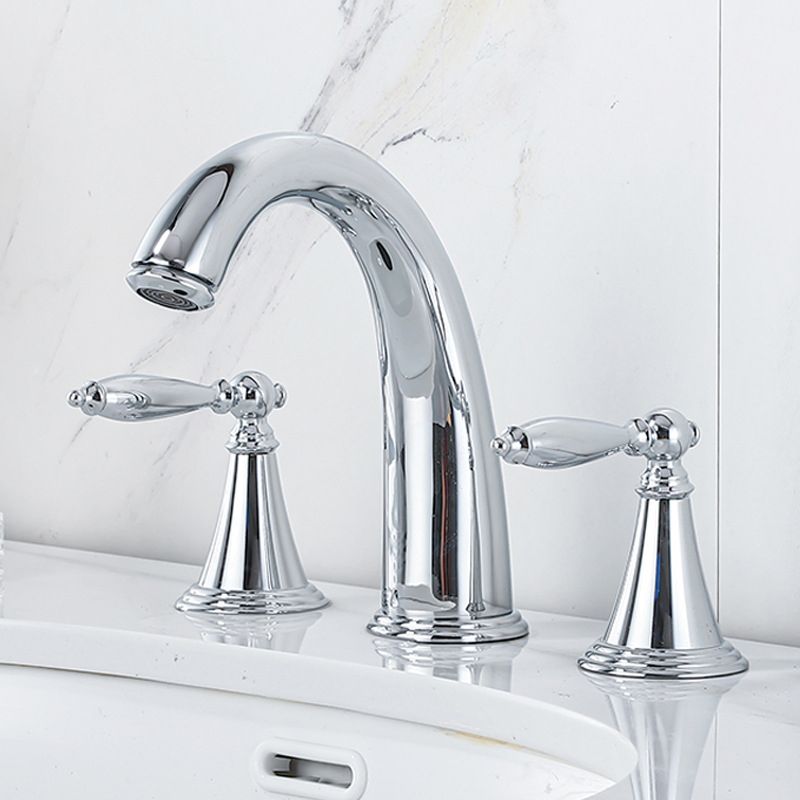 Widespread Bathroom Sink Faucet Double Handle Faucet with 3 Holes Clearhalo 'Bathroom Remodel & Bathroom Fixtures' 'Bathroom Sink Faucets' 'Bathroom Sinks & Faucet Components' 'bathroom_sink_faucets' 'Home Improvement' 'home_improvement' 'home_improvement_bathroom_sink_faucets' 1200x1200_d2f1cc64-5e87-414c-a6d0-08f72a6c3144