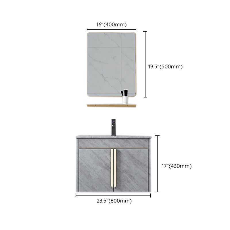 Glam Sink Vanity Wall-Mounted 2 Doors Rectangle Single Bathroom Sink Vanity with Mirror Clearhalo 'Bathroom Remodel & Bathroom Fixtures' 'Bathroom Vanities' 'bathroom_vanities' 'Home Improvement' 'home_improvement' 'home_improvement_bathroom_vanities' 1200x1200_d30756ed-328c-4675-9f1a-faf5d99b06af