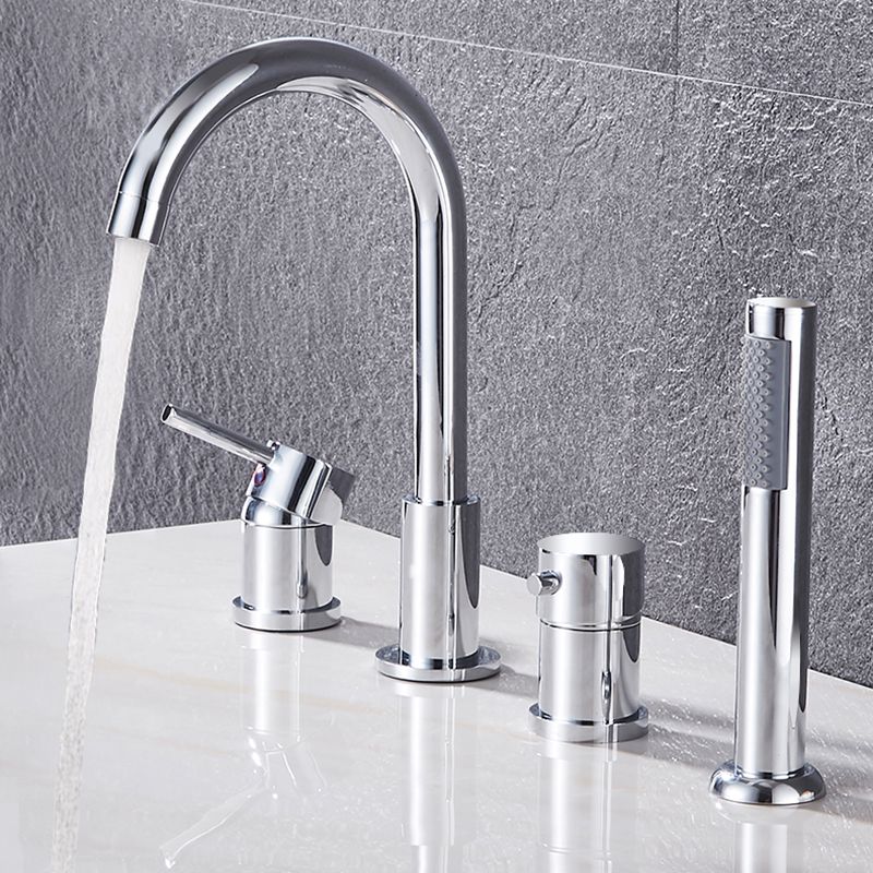Contemporary Deck Mounted Metal Freestanding Tub Filler High Arc Freestanding Faucet Clearhalo 'Bathroom Remodel & Bathroom Fixtures' 'Bathtub Faucets' 'bathtub_faucets' 'Home Improvement' 'home_improvement' 'home_improvement_bathtub_faucets' 1200x1200_d309b1d1-5266-44ab-8fa6-261cbbcf5cef