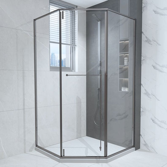 Framed Pivot Shower Enclosure Clear Matt Black Shower Enclosure Clearhalo 'Bathroom Remodel & Bathroom Fixtures' 'Home Improvement' 'home_improvement' 'home_improvement_shower_stalls_enclosures' 'Shower Stalls & Enclosures' 'shower_stalls_enclosures' 'Showers & Bathtubs' 1200x1200_d30f60f6-85a3-4737-8c00-7d3537354883