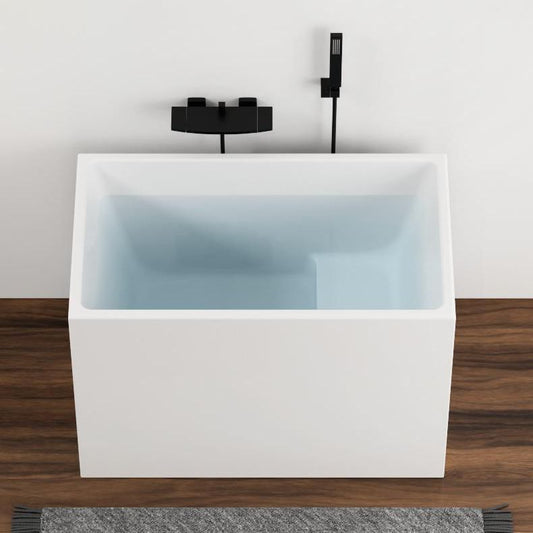 White Freestanding Bathtub Acrylic Soaking Rectangular Modern Bath Clearhalo 'Bathroom Remodel & Bathroom Fixtures' 'Bathtubs' 'Home Improvement' 'home_improvement' 'home_improvement_bathtubs' 'Showers & Bathtubs' 1200x1200_d325a92c-3ac9-497e-b5e3-482c456e1ff4