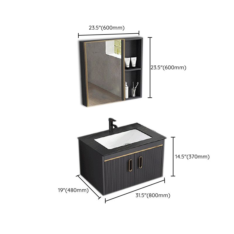Contemporary Metal Sink Vanity Mirror Cabinet Wall-Mounted Vanity Cabinet Clearhalo 'Bathroom Remodel & Bathroom Fixtures' 'Bathroom Vanities' 'bathroom_vanities' 'Home Improvement' 'home_improvement' 'home_improvement_bathroom_vanities' 1200x1200_d329a866-2068-4fa1-a771-e8923fdd20b8