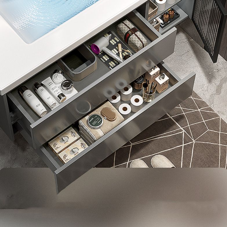 Modern Vanity Rectangular Dark Gray Single Ceramic Top Sink Vanity Clearhalo 'Bathroom Remodel & Bathroom Fixtures' 'Bathroom Vanities' 'bathroom_vanities' 'Home Improvement' 'home_improvement' 'home_improvement_bathroom_vanities' 1200x1200_d34ce5a8-2b63-4f76-abf0-829f4d9fbbb6