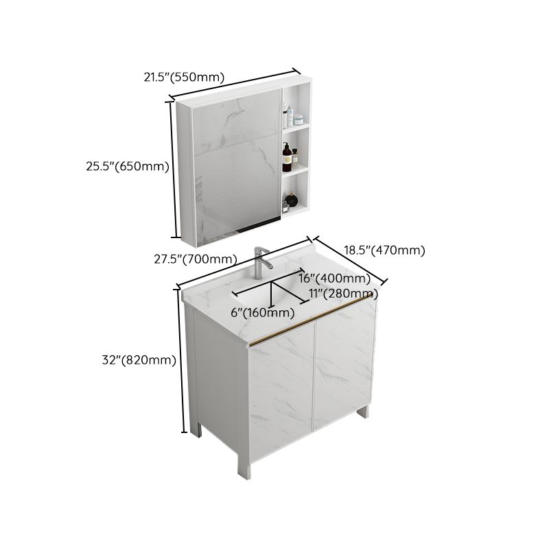 Free Standing Vanity Set White Drawer Ceramic Sink Faucet Vanity Set with Mirror Clearhalo 'Bathroom Remodel & Bathroom Fixtures' 'Bathroom Vanities' 'bathroom_vanities' 'Home Improvement' 'home_improvement' 'home_improvement_bathroom_vanities' 1200x1200_d3522310-ca5e-4deb-86a2-76d140a3ae6b