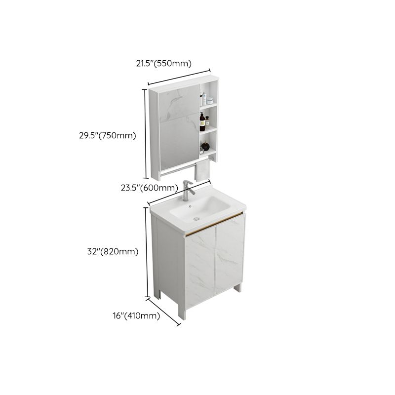 Modern White Metal Base Vanity Single Freestanding Rectangular Sink Vanity Clearhalo 'Bathroom Remodel & Bathroom Fixtures' 'Bathroom Vanities' 'bathroom_vanities' 'Home Improvement' 'home_improvement' 'home_improvement_bathroom_vanities' 1200x1200_d35664e5-b92c-428e-9e7b-b0a1b78c4370