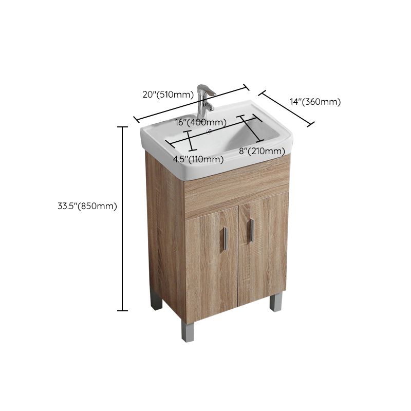 Mirror Vanity Wood Freestanding Rectangle 2 Doors Bathroom Vanity with Single Sink Clearhalo 'Bathroom Remodel & Bathroom Fixtures' 'Bathroom Vanities' 'bathroom_vanities' 'Home Improvement' 'home_improvement' 'home_improvement_bathroom_vanities' 1200x1200_d356b12d-2f03-4b49-afea-dbf664c79ef4