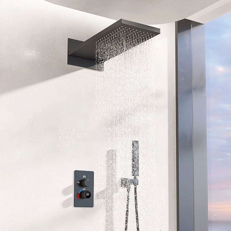 Modern Shower Head Combo Brass Wall Mounted Temperature Control Shower Set Clearhalo 'Bathroom Remodel & Bathroom Fixtures' 'Home Improvement' 'home_improvement' 'home_improvement_shower_faucets' 'Shower Faucets & Systems' 'shower_faucets' 'Showers & Bathtubs Plumbing' 'Showers & Bathtubs' 1200x1200_d36ab8b5-bff9-440a-9873-f3d111e4555b