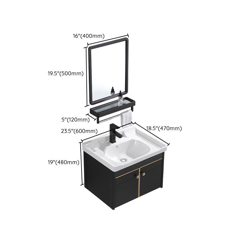 Modern Metal Wall Mount Sink Vanity Single Sink with Doors for Bathroom Clearhalo 'Bathroom Remodel & Bathroom Fixtures' 'Bathroom Vanities' 'bathroom_vanities' 'Home Improvement' 'home_improvement' 'home_improvement_bathroom_vanities' 1200x1200_d37dcc92-f5e9-4466-9164-3ae7e55ec8a8