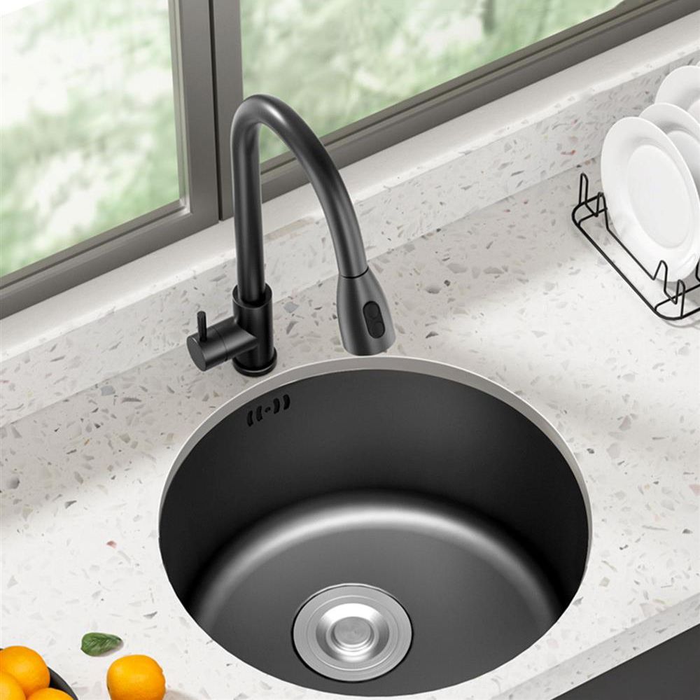 Single Bowl Stainless Steel Sink in black with Strainer Undermount Kitchen Sink Clearhalo 'Home Improvement' 'home_improvement' 'home_improvement_kitchen_sinks' 'Kitchen Remodel & Kitchen Fixtures' 'Kitchen Sinks & Faucet Components' 'Kitchen Sinks' 'kitchen_sinks' 1200x1200_d3814f78-0e33-45ec-86af-8a7d2c1d9d50