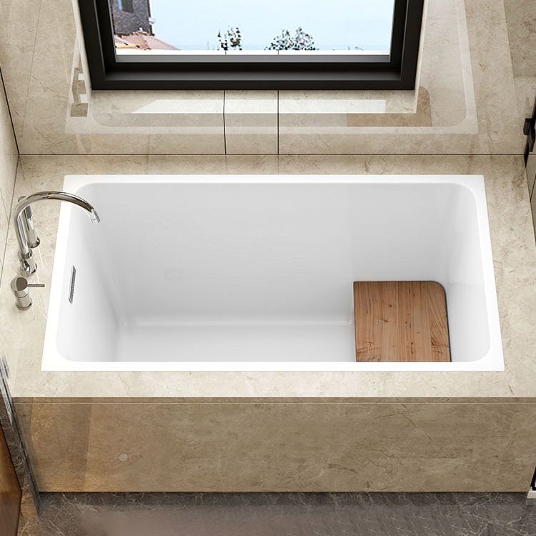 Rectangular Drop-in Acrylic Bathtub White Modern Back to Wall Bathtub Clearhalo 'Bathroom Remodel & Bathroom Fixtures' 'Bathtubs' 'Home Improvement' 'home_improvement' 'home_improvement_bathtubs' 'Showers & Bathtubs' 1200x1200_d38616ef-86a2-4d57-86a6-067b07796176