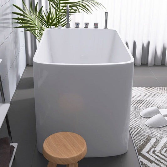 Modern White Acrylic Rectangle Bathtub Freestanding Soaking Bathtub with Drain Bath Tub Clearhalo 'Bathroom Remodel & Bathroom Fixtures' 'Bathtubs' 'Home Improvement' 'home_improvement' 'home_improvement_bathtubs' 'Showers & Bathtubs' 1200x1200_d3bad32a-2ede-46a8-9b6b-a3972442209d