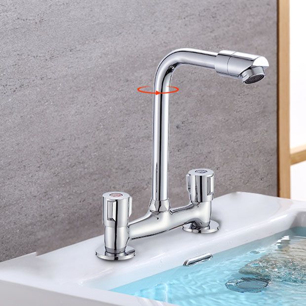Modern Pre-Rinse Kitchen Faucet Brass Knob Handle Swivel Spout Kitchen Sink Faucet Clearhalo 'Home Improvement' 'home_improvement' 'home_improvement_kitchen_faucets' 'Kitchen Faucets' 'Kitchen Remodel & Kitchen Fixtures' 'Kitchen Sinks & Faucet Components' 'kitchen_faucets' 1200x1200_d3c5a738-0c41-4321-a6b8-fe8646560a36