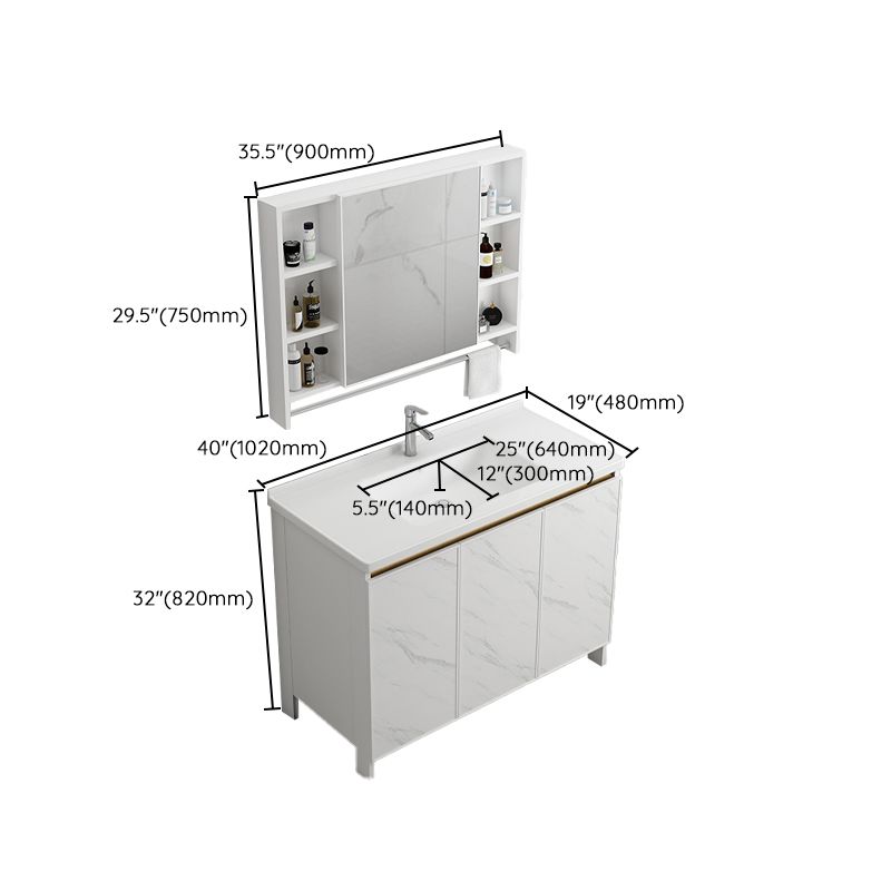 Free Standing Vanity Set White Drawer Faucet Ceramic Sink Vanity Set with Mirror Clearhalo 'Bathroom Remodel & Bathroom Fixtures' 'Bathroom Vanities' 'bathroom_vanities' 'Home Improvement' 'home_improvement' 'home_improvement_bathroom_vanities' 1200x1200_d3cdaedc-eca7-4d39-8778-d8c44fe9d8d1