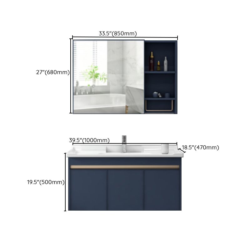 Modern Sink Vanity Wall Mount Gray Metal Base Single-Sink Oval Vanity Set Clearhalo 'Bathroom Remodel & Bathroom Fixtures' 'Bathroom Vanities' 'bathroom_vanities' 'Home Improvement' 'home_improvement' 'home_improvement_bathroom_vanities' 1200x1200_d3d5014e-d957-4d00-82d9-1764f351b809