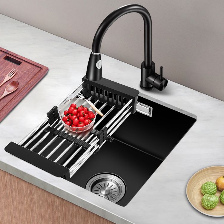 Black Kitchen Sink Ceramic Pull-out Faucet Anti-spill Rod Handle Sink Clearhalo 'Home Improvement' 'home_improvement' 'home_improvement_kitchen_sinks' 'Kitchen Remodel & Kitchen Fixtures' 'Kitchen Sinks & Faucet Components' 'Kitchen Sinks' 'kitchen_sinks' 1200x1200_d402abfd-4106-4771-b280-f4c373aab472