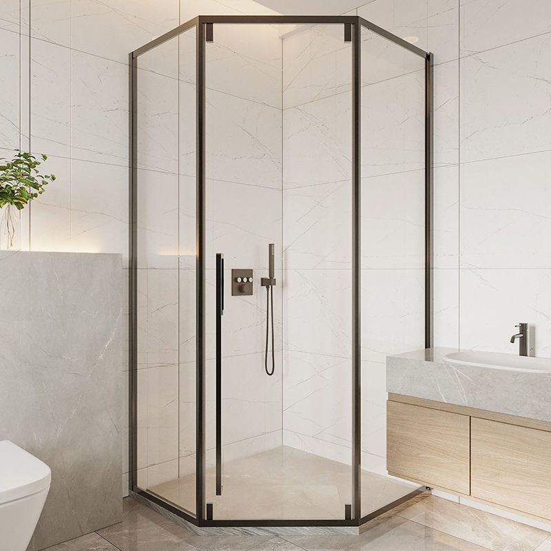 Contemporary Shower Enclosure Neo-Angle Semi-Frameless Clear Shower Enclosure Clearhalo 'Bathroom Remodel & Bathroom Fixtures' 'Home Improvement' 'home_improvement' 'home_improvement_shower_stalls_enclosures' 'Shower Stalls & Enclosures' 'shower_stalls_enclosures' 'Showers & Bathtubs' 1200x1200_d42764ca-6b98-48f7-8d58-48a2ff025a9f