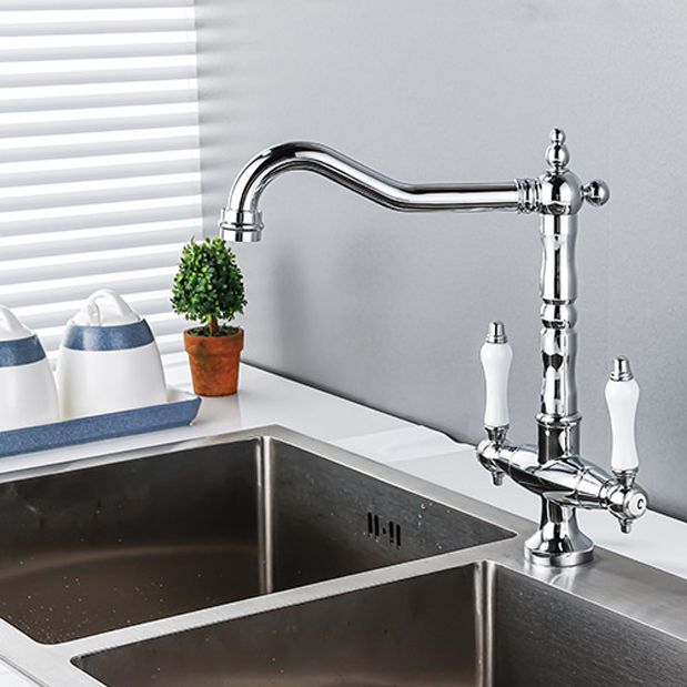 Traditional Kitchen Bar Faucet Double Handle High Arch No Sensor Bar Faucet Clearhalo 'Home Improvement' 'home_improvement' 'home_improvement_kitchen_faucets' 'Kitchen Faucets' 'Kitchen Remodel & Kitchen Fixtures' 'Kitchen Sinks & Faucet Components' 'kitchen_faucets' 1200x1200_d432242a-d63f-4dea-aedb-63780ee96494