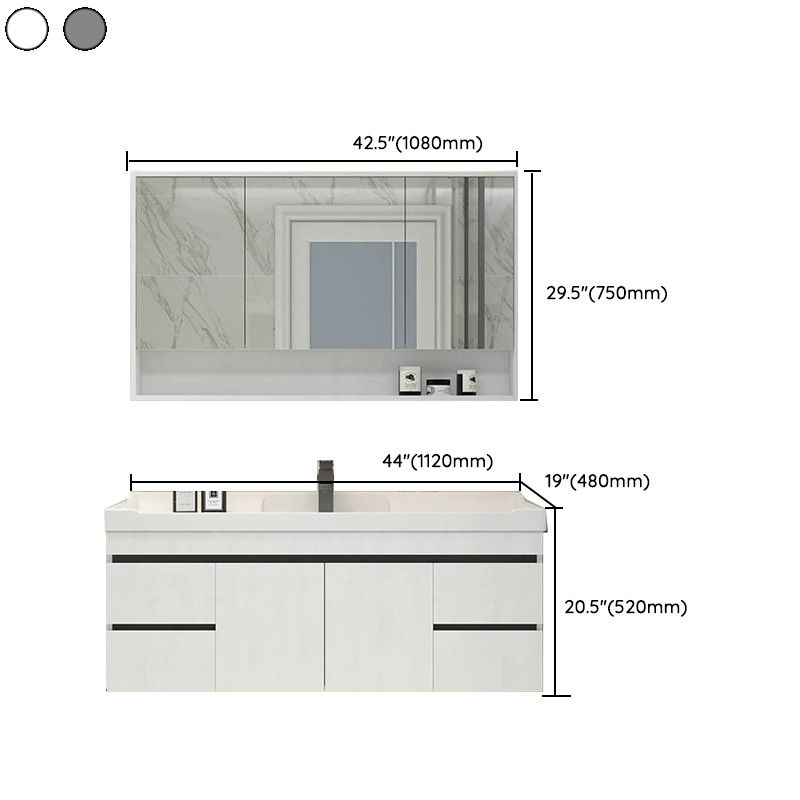 Modern Bathroom Sink Vanity Open Shelf Wall-Mounted Ceramic Top Clearhalo 'Bathroom Remodel & Bathroom Fixtures' 'Bathroom Vanities' 'bathroom_vanities' 'Home Improvement' 'home_improvement' 'home_improvement_bathroom_vanities' 1200x1200_d4338ac6-00b8-43c9-8937-831d29c58798