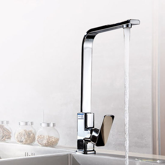 Modern Style Kitchen Faucet Copper Lever Handle Square Kitchen Faucet ...