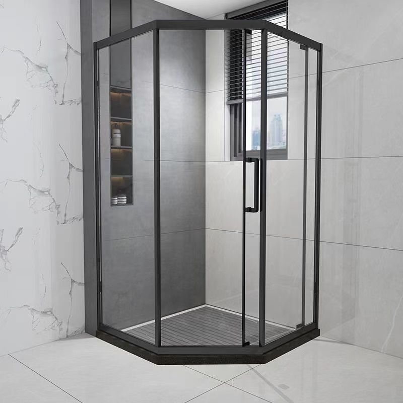 Tempered Frame Shower Doors Black Transparent Shower Bath Door Clearhalo 'Bathroom Remodel & Bathroom Fixtures' 'Home Improvement' 'home_improvement' 'home_improvement_shower_tub_doors' 'Shower and Tub Doors' 'shower_tub_doors' 'Showers & Bathtubs' 1200x1200_d439b955-2931-4687-b189-a6c94561068c
