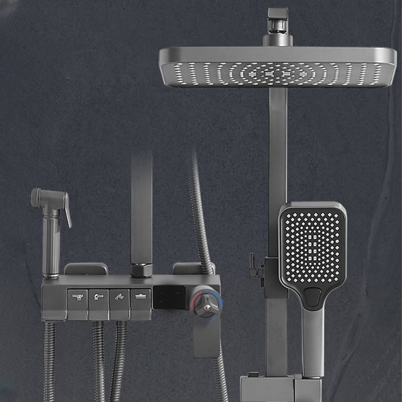 Grey Shower Set Lever Handle Shower Hose Wall-Mounted Handshower Shower Set Clearhalo 'Bathroom Remodel & Bathroom Fixtures' 'Home Improvement' 'home_improvement' 'home_improvement_shower_faucets' 'Shower Faucets & Systems' 'shower_faucets' 'Showers & Bathtubs Plumbing' 'Showers & Bathtubs' 1200x1200_d44c2698-7cf4-4bf8-a42c-006a423e4233