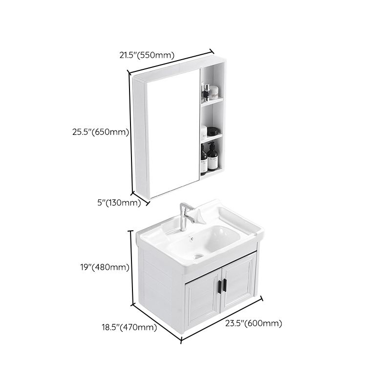 Wall Mount Modern White Bathroom Sink Vanity with Doors Sink Clearhalo 'Bathroom Remodel & Bathroom Fixtures' 'Bathroom Vanities' 'bathroom_vanities' 'Home Improvement' 'home_improvement' 'home_improvement_bathroom_vanities' 1200x1200_d45e8863-debc-4f80-9a4b-3e3d72355af4