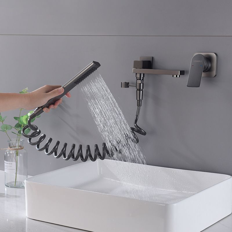 Contemporary Bathtub Faucet Solid Color Low Arc Wall Mounted Bathroom Faucet Clearhalo 'Bathroom Remodel & Bathroom Fixtures' 'Bathtub Faucets' 'bathtub_faucets' 'Home Improvement' 'home_improvement' 'home_improvement_bathtub_faucets' 1200x1200_d46d5ebd-f247-4990-b57a-b9b4590df917