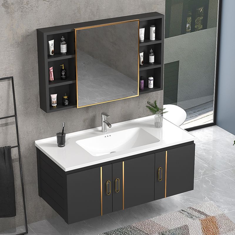 Rectangular Bathroom Vanity Modern Black Metal Frame Single Vanity Set Clearhalo 'Bathroom Remodel & Bathroom Fixtures' 'Bathroom Vanities' 'bathroom_vanities' 'Home Improvement' 'home_improvement' 'home_improvement_bathroom_vanities' 1200x1200_d484b2a5-5a1f-4472-af48-928e8fbb6889