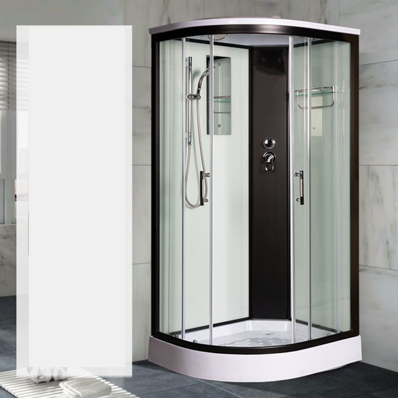 Tempered Glass Shower Stall Black Double Sliding Door Shower Enclosure Clearhalo 'Bathroom Remodel & Bathroom Fixtures' 'Home Improvement' 'home_improvement' 'home_improvement_shower_stalls_enclosures' 'Shower Stalls & Enclosures' 'shower_stalls_enclosures' 'Showers & Bathtubs' 1200x1200_d484da76-8e86-4620-b620-cc98d4a4531f