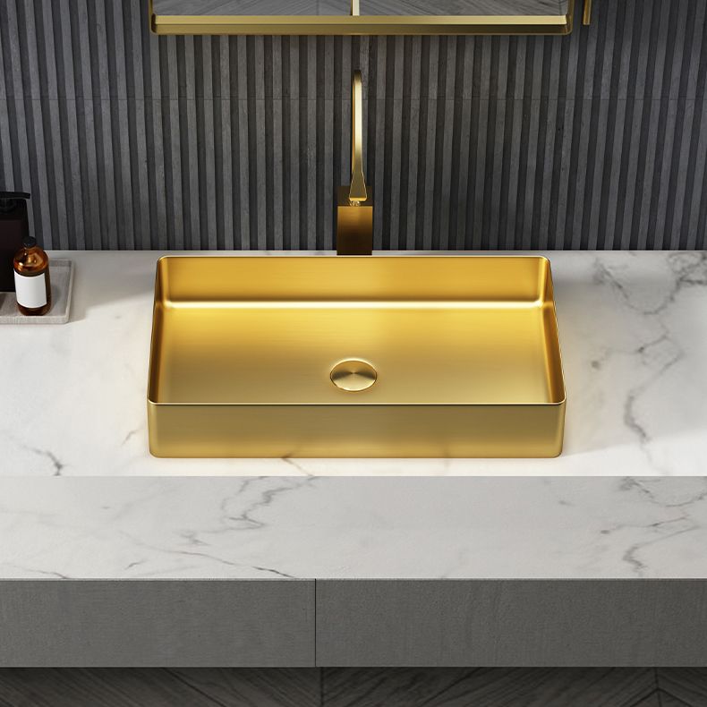Modern Bathroom Sink Metal Rectangular Vessel Bathroom Sink with Pop-Up Drain Clearhalo 'Bathroom Remodel & Bathroom Fixtures' 'Bathroom Sinks & Faucet Components' 'Bathroom Sinks' 'bathroom_sink' 'Home Improvement' 'home_improvement' 'home_improvement_bathroom_sink' 1200x1200_d48db0d9-8403-4a22-9cf2-5311d72f4b25