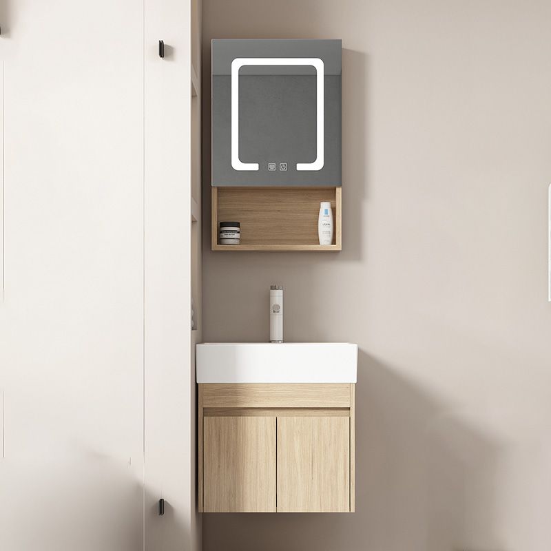 Basic Wooden Sink Vanity Wall-Mounted Vanity Cabinet with Mirror Cabinet Clearhalo 'Bathroom Remodel & Bathroom Fixtures' 'Bathroom Vanities' 'bathroom_vanities' 'Home Improvement' 'home_improvement' 'home_improvement_bathroom_vanities' 1200x1200_d48eb22e-bb5e-40ff-bc42-b8e91a9cd8de