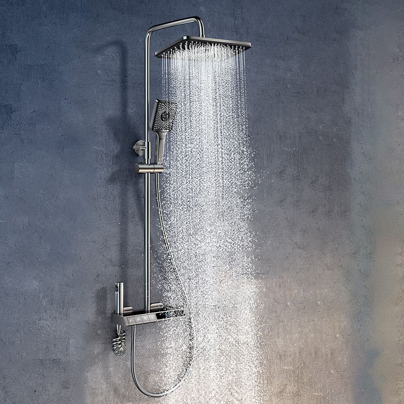 Modern Wall Mounted Shower Combo Slide Bar Included Shower Head Combo Clearhalo 'Bathroom Remodel & Bathroom Fixtures' 'Home Improvement' 'home_improvement' 'home_improvement_shower_faucets' 'Shower Faucets & Systems' 'shower_faucets' 'Showers & Bathtubs Plumbing' 'Showers & Bathtubs' 1200x1200_d4b9aa59-68cb-4e10-abe7-d0f6133b4ebc