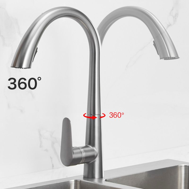 Modern Style Kitchen Faucet Copper 1-Handle High Arc Retractable Kitchen Faucet Clearhalo 'Home Improvement' 'home_improvement' 'home_improvement_kitchen_faucets' 'Kitchen Faucets' 'Kitchen Remodel & Kitchen Fixtures' 'Kitchen Sinks & Faucet Components' 'kitchen_faucets' 1200x1200_d4c2a43e-b148-4d06-a2d8-195f6dadc0d1