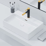Ceramic Vessel Bath Sink Overflow Rectangular Swivel Faucet Bathroom Sink