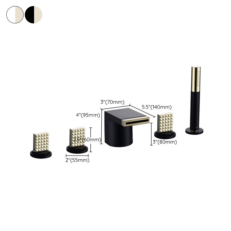 Contemporary Deck Mounted Metal Roman Tub Faucet Low Arc Roman Tub Faucet Set Clearhalo 'Bathroom Remodel & Bathroom Fixtures' 'Bathtub Faucets' 'bathtub_faucets' 'Home Improvement' 'home_improvement' 'home_improvement_bathtub_faucets' 1200x1200_d4c9b673-a98b-4b9f-b1c0-2ad98a584cca