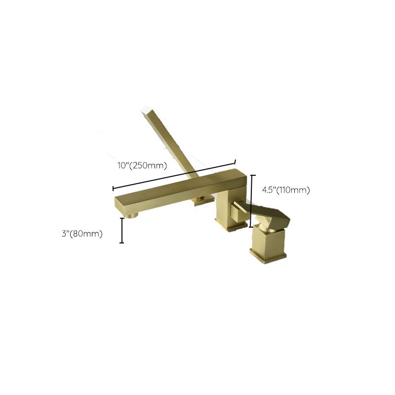 Modern Square Low Arc Faucet with Hand Shower Bathtub Faucet Clearhalo 'Bathroom Remodel & Bathroom Fixtures' 'Bathtub Faucets' 'bathtub_faucets' 'Home Improvement' 'home_improvement' 'home_improvement_bathtub_faucets' 1200x1200_d4ce49d7-55fe-453a-be07-89b34e5b31c3