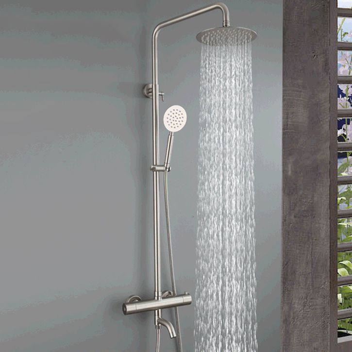 Modern Shower Set Stainless Steel Temperature Control Wall Mounted Shower Combo Clearhalo 'Bathroom Remodel & Bathroom Fixtures' 'Home Improvement' 'home_improvement' 'home_improvement_shower_faucets' 'Shower Faucets & Systems' 'shower_faucets' 'Showers & Bathtubs Plumbing' 'Showers & Bathtubs' 1200x1200_d4d6e138-65db-4a00-91a1-dfa6bf6ed987