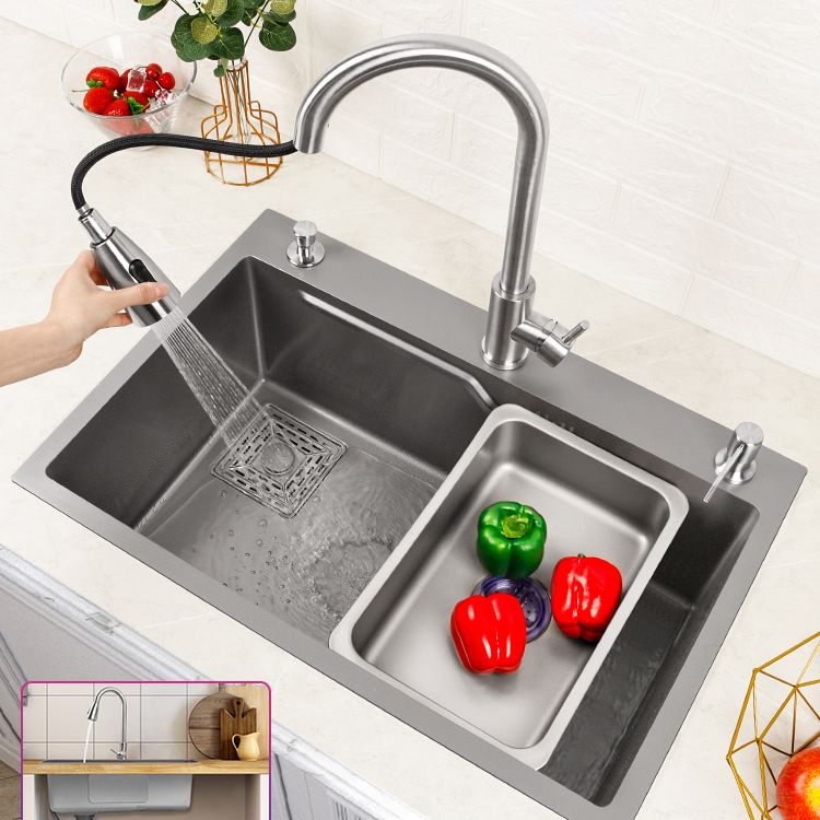 Classic Style Kitchen Sink Stainless Steel Drop-In Kitchen Sink with Drain Strainer Kit Clearhalo 'Home Improvement' 'home_improvement' 'home_improvement_kitchen_sinks' 'Kitchen Remodel & Kitchen Fixtures' 'Kitchen Sinks & Faucet Components' 'Kitchen Sinks' 'kitchen_sinks' 1200x1200_d4ec9716-9f9c-468a-b489-eee1edf2c231