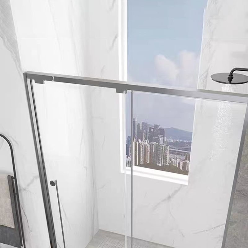 Single Sliding Gray Semi Frameless Shower Door Clear Shower Bath Door Clearhalo 'Bathroom Remodel & Bathroom Fixtures' 'Home Improvement' 'home_improvement' 'home_improvement_shower_tub_doors' 'Shower and Tub Doors' 'shower_tub_doors' 'Showers & Bathtubs' 1200x1200_d4f75167-eaef-4183-a49f-7401da75041f
