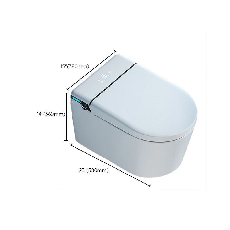 Elongated Wall Hung Toilet in White Ceramic Smart Toilet with Heated Seat Clearhalo 'Bathroom Remodel & Bathroom Fixtures' 'Bidets' 'Home Improvement' 'home_improvement' 'home_improvement_bidets' 'Toilets & Bidets' 1200x1200_d4fe6949-c09a-4720-8bc7-76545a701d2f