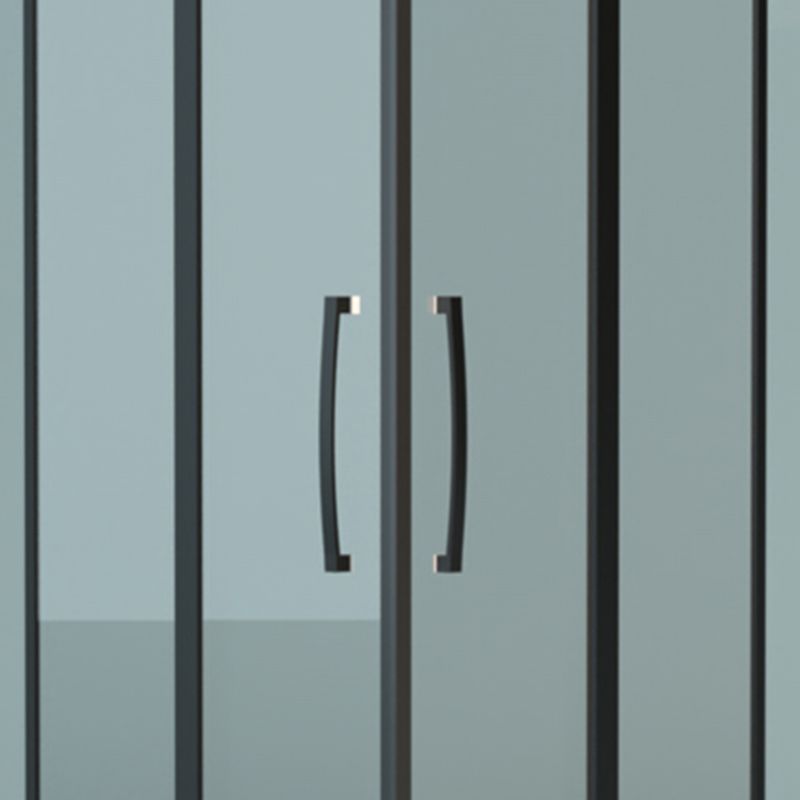 Square Black Framed Shower Enclosure Tempered Glass Shower Kit with Double Door Handles Clearhalo 'Bathroom Remodel & Bathroom Fixtures' 'Home Improvement' 'home_improvement' 'home_improvement_shower_stalls_enclosures' 'Shower Stalls & Enclosures' 'shower_stalls_enclosures' 'Showers & Bathtubs' 1200x1200_d503f95a-73c3-4132-8713-e4fb125c0dec