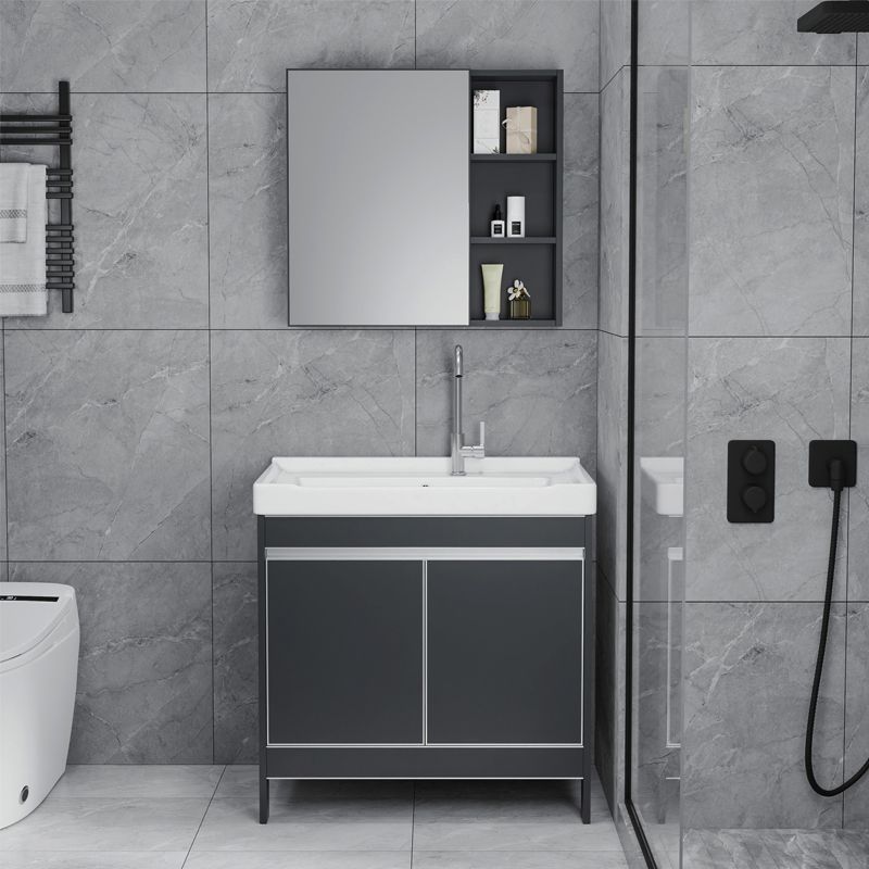 Freestanding Bathroom Vanity Space Aluminum Bathroom Vanity with Sink Clearhalo 'Bathroom Remodel & Bathroom Fixtures' 'Bathroom Vanities' 'bathroom_vanities' 'Home Improvement' 'home_improvement' 'home_improvement_bathroom_vanities' 1200x1200_d53f15b3-f94a-4d63-89da-1f1f4bea1ea0