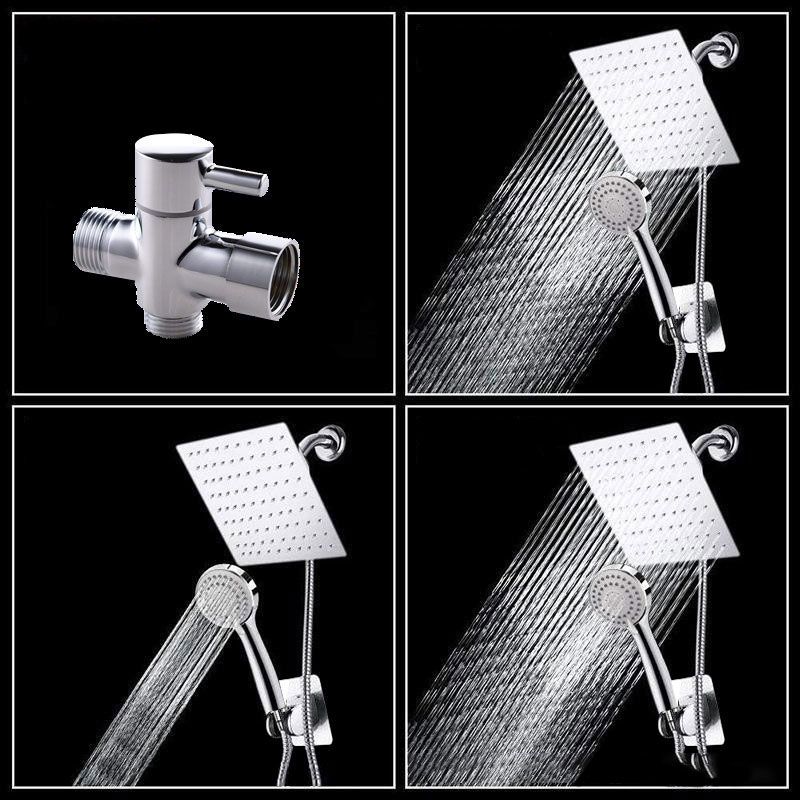 High Pressure 8 Inch Shower Set 3 Function Hand Shower Stainless Steel Square Top Spray Clearhalo 'Bathroom Remodel & Bathroom Fixtures' 'Home Improvement' 'home_improvement' 'home_improvement_shower_heads' 'Shower Heads' 'shower_heads' 'Showers & Bathtubs Plumbing' 'Showers & Bathtubs' 1200x1200_d5412ab6-4163-4af6-bb74-103ec92493ff