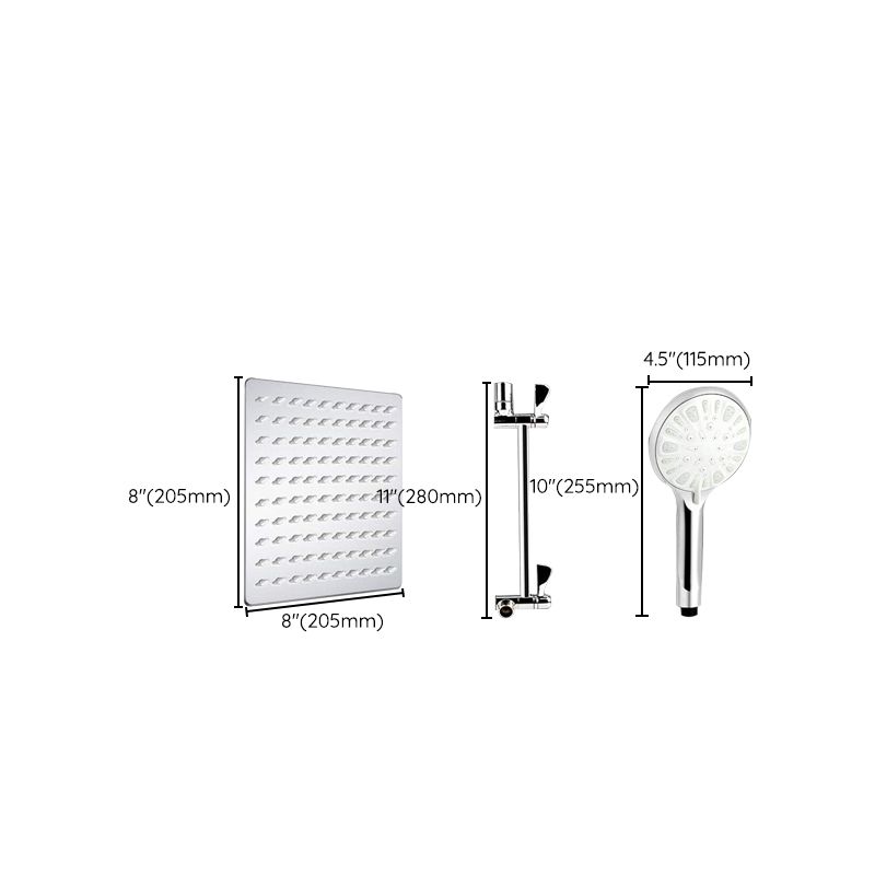 Modern Dual Shower Head Square High Arch Shower Head in Silver Clearhalo 'Bathroom Remodel & Bathroom Fixtures' 'Home Improvement' 'home_improvement' 'home_improvement_shower_heads' 'Shower Heads' 'shower_heads' 'Showers & Bathtubs Plumbing' 'Showers & Bathtubs' 1200x1200_d5483ed4-982d-407d-a0f4-63c527a0a963